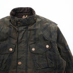 Timberland × British Millerain オイルド ハンティングジャケット L チェック チンストラップ 襟コーデュロイ 英国製生地 ワックスコットン