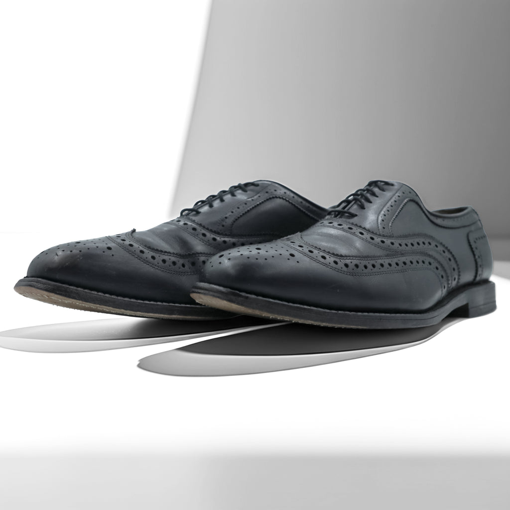 Vintage Allen Edmonds Fairhaven Wingtip Oxford Black Leather Shoes 9.5 D USA Made