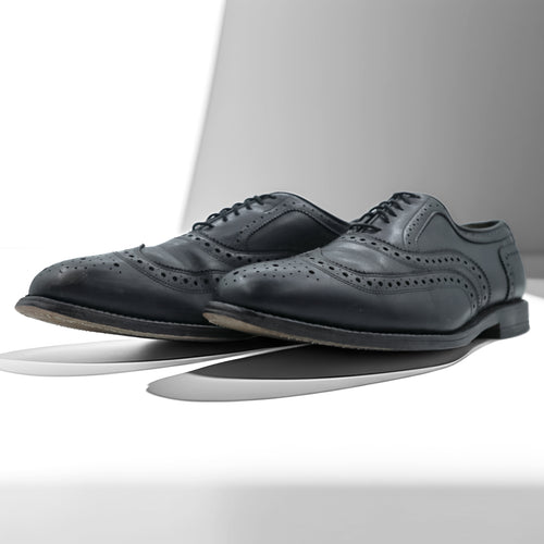 Vintage Allen Edmonds Fairhaven Wingtip Oxford Black Leather Shoes 9.5 D USA Made
