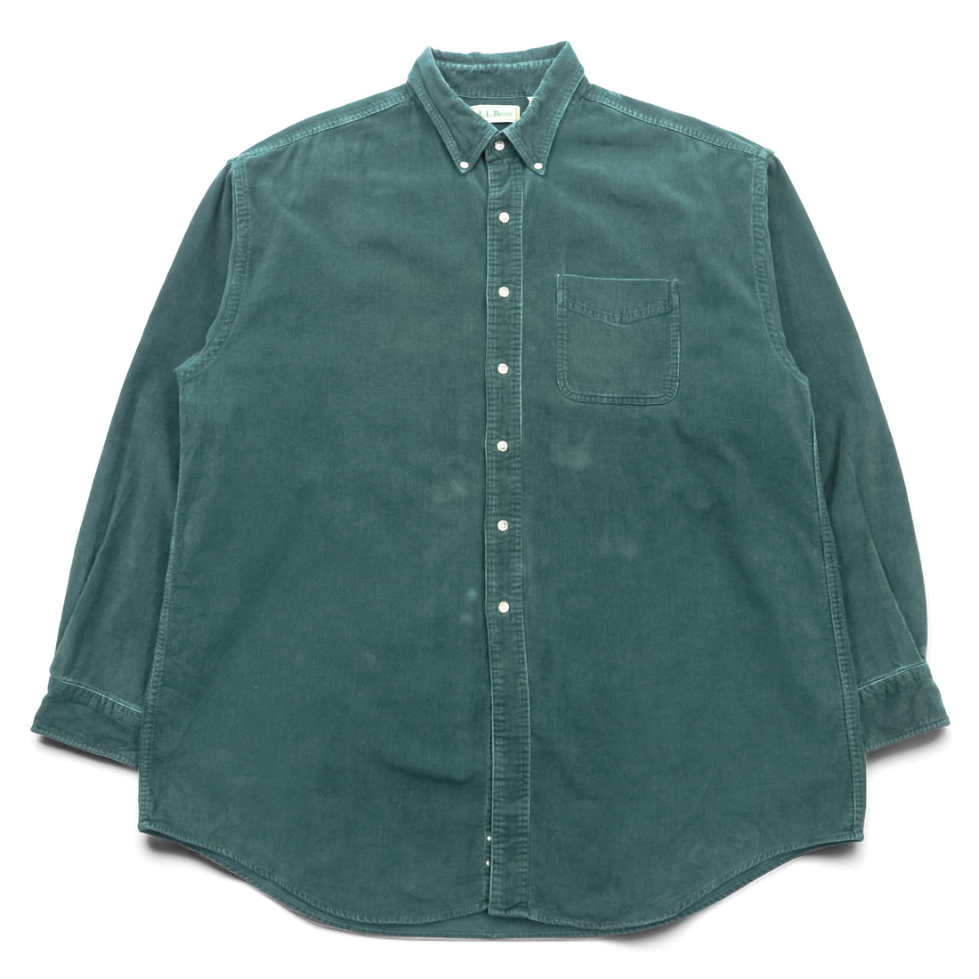 L.L.Bean 80s Vintage Corduroy Button-Down Shirt XL Green Chest Pocket