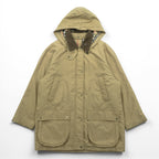 BURBERRY 90年代 USA製 ハンティングジャケット 中綿 フィールドコート M ベージュ 裏地ノバチェック 襟コーデュロイ フード着脱 チンストラップ