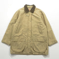 BURBERRY 90年代 USA製 ハンティングジャケット 中綿 フィールドコート M ベージュ 裏地ノバチェック 襟コーデュロイ フード着脱 チンストラップ