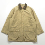 BURBERRY 90年代 USA製 ハンティングジャケット 中綿 フィールドコート M ベージュ 裏地ノバチェック 襟コーデュロイ フード着脱 チンストラップ