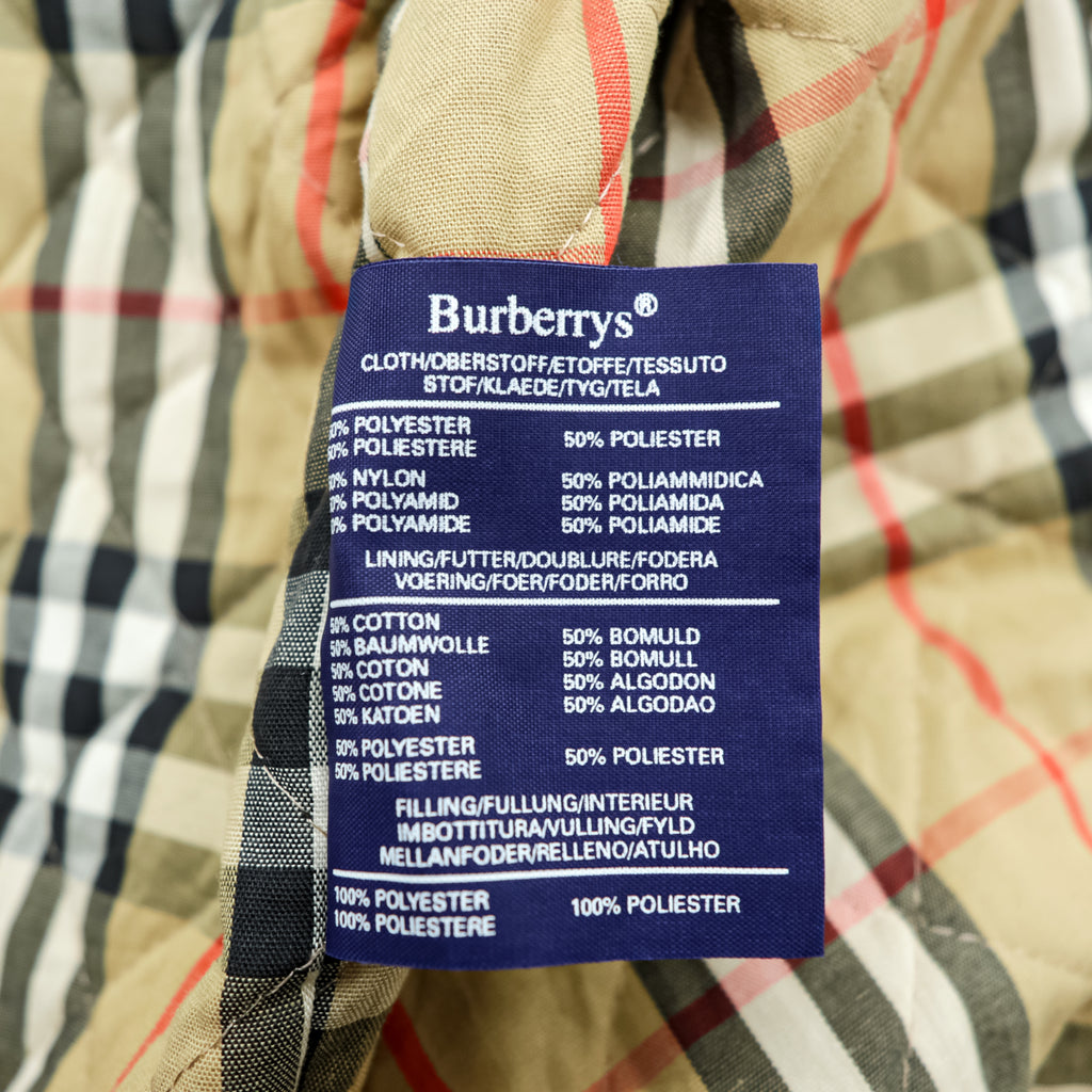 BURBERRY 90年代 USA製 ハンティングジャケット 中綿 フィールドコート M ベージュ 裏地ノバチェック 襟コーデュロイ フード着脱 チンストラップ