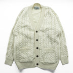 ARAN CRAFTS 90年代 アイルランド製 ヴィンテージ フィッシャーマン アラン ニット カーディガン L  ナチュラル 生成り ケーブル編み