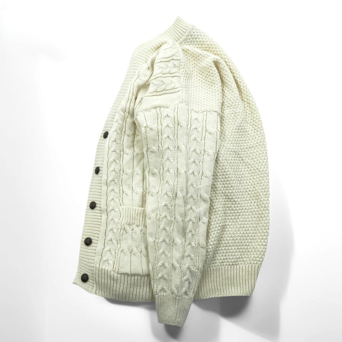 ARAN CRAFTS 90年代 アイルランド製 ヴィンテージ フィッシャーマン アラン ニット カーディガン L  ナチュラル 生成り ケーブル編み