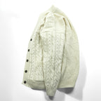 ARAN CRAFTS 90年代 アイルランド製 ヴィンテージ フィッシャーマン アラン ニット カーディガン L  ナチュラル 生成り ケーブル編み