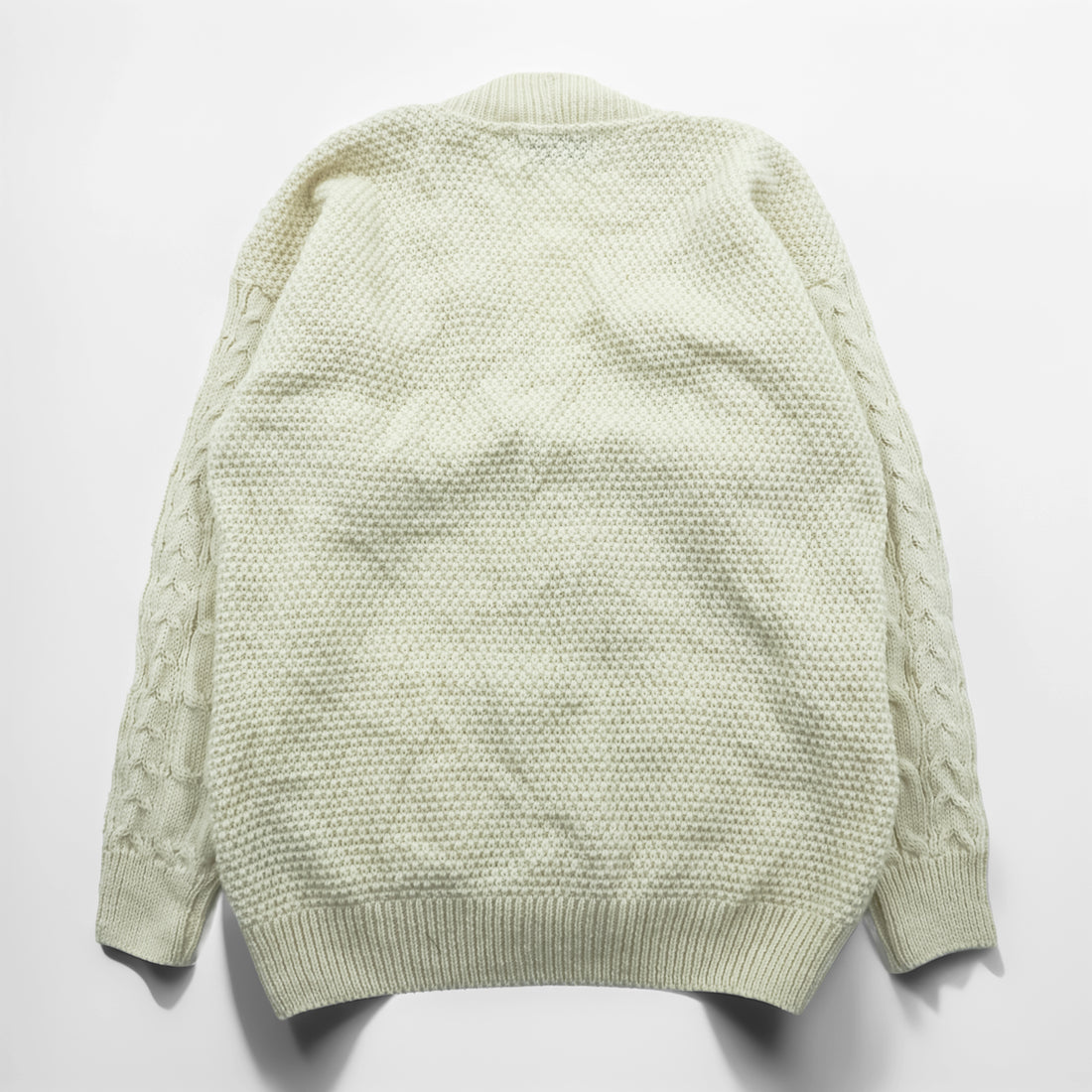 ARAN CRAFTS 90年代 アイルランド製 ヴィンテージ フィッシャーマン アラン ニット カーディガン L  ナチュラル 生成り ケーブル編み