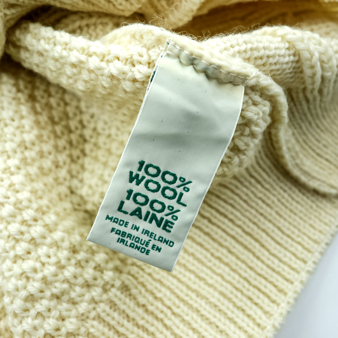ARAN CRAFTS 90年代 アイルランド製 ヴィンテージ フィッシャーマン アラン ニット カーディガン L  ナチュラル 生成り ケーブル編み