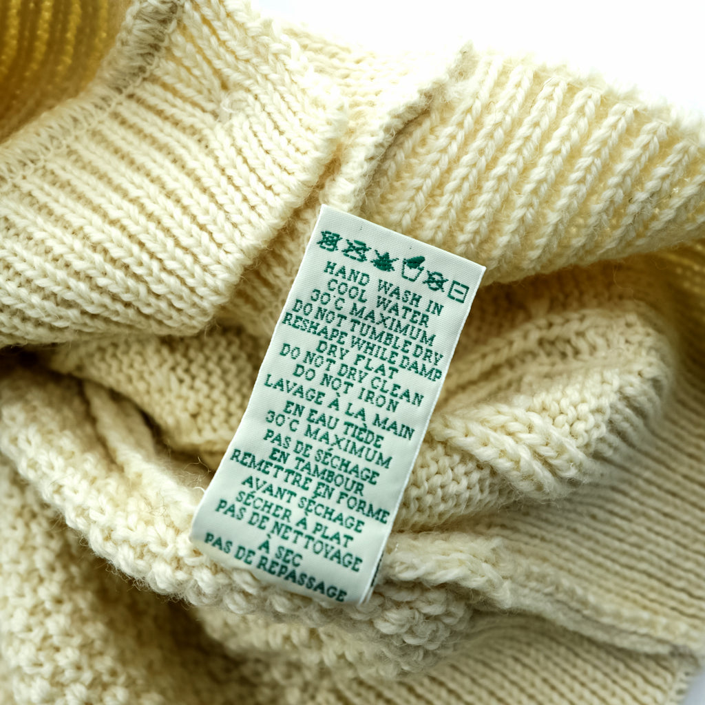 ARAN CRAFTS 90年代 アイルランド製 ヴィンテージ フィッシャーマン アラン ニット カーディガン L  ナチュラル 生成り ケーブル編み