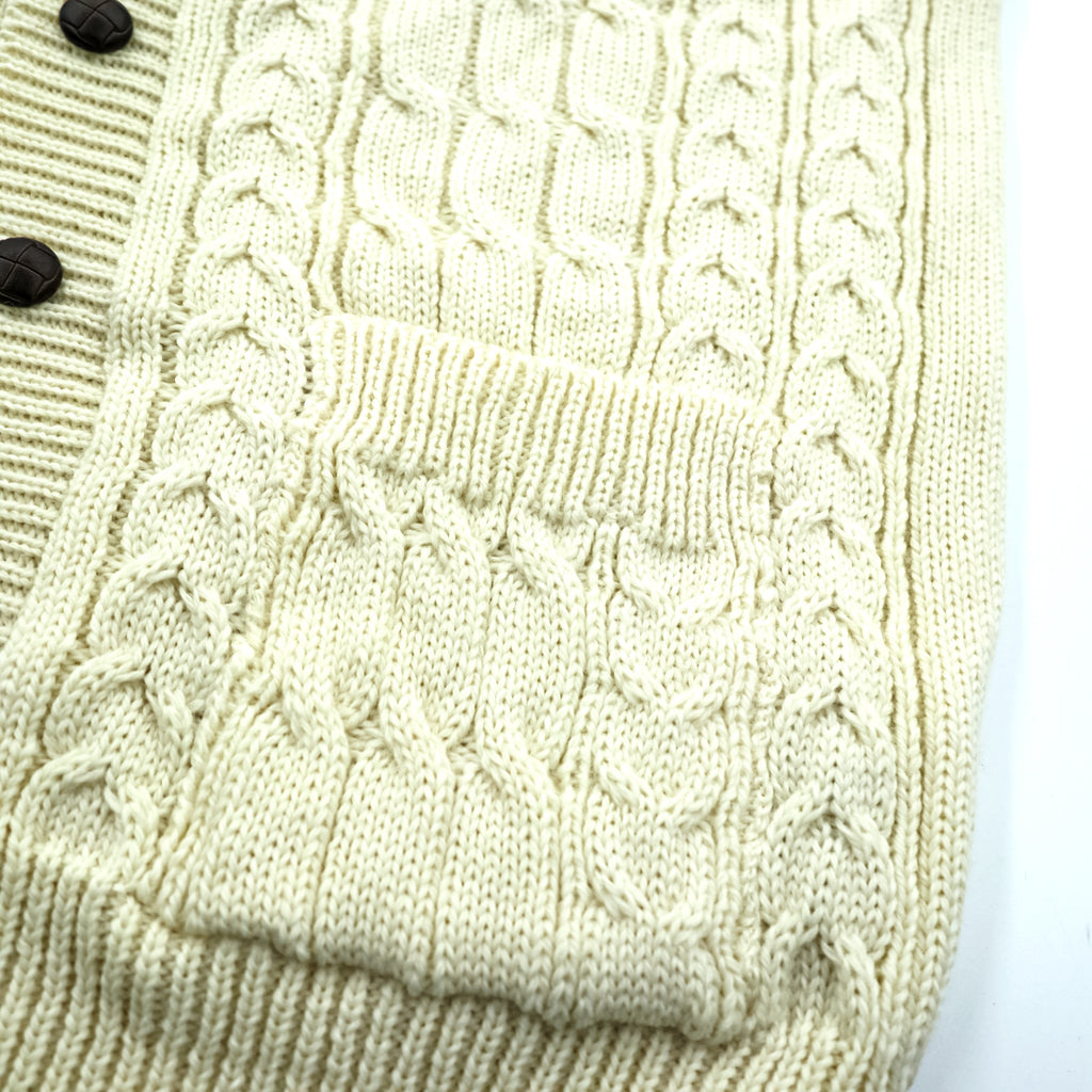 ARAN CRAFTS 90年代 アイルランド製 ヴィンテージ フィッシャーマン アラン ニット カーディガン L  ナチュラル 生成り ケーブル編み
