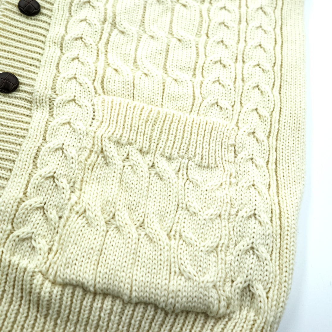 ARAN CRAFTS 90年代 アイルランド製 ヴィンテージ フィッシャーマン アラン ニット カーディガン L  ナチュラル 生成り ケーブル編み