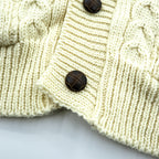 ARAN CRAFTS 90年代 アイルランド製 ヴィンテージ フィッシャーマン アラン ニット カーディガン L  ナチュラル 生成り ケーブル編み