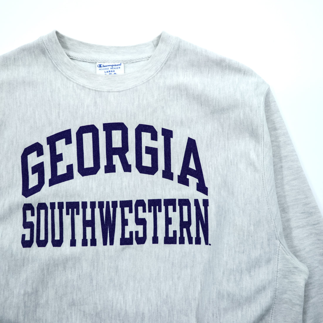 Champion Reverse Weave College Sweatshirt Sizes XL with Georgia Southwestern Arch Logo and Blue Single Tag