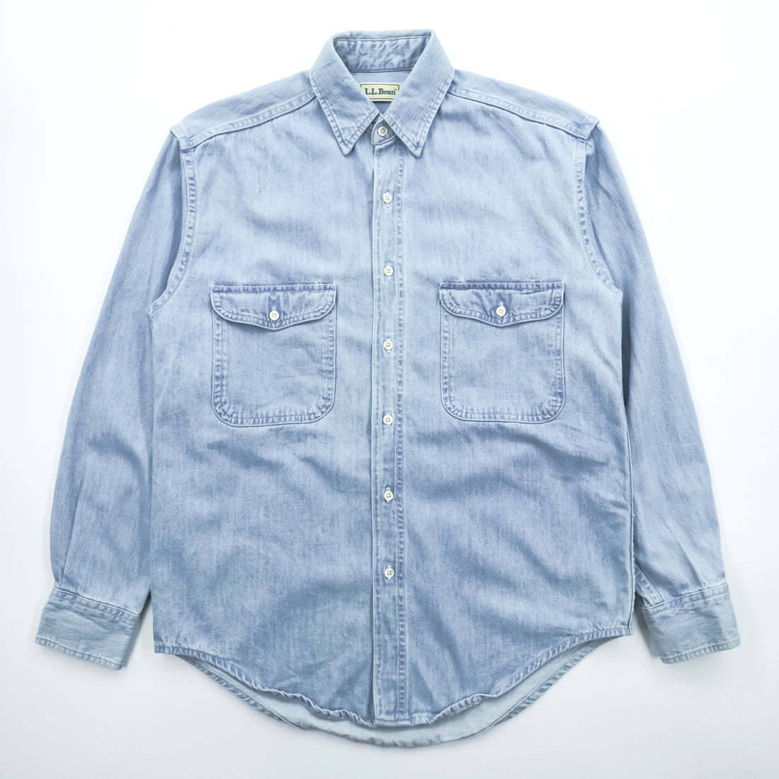 L.L.Bean 80年代 カナダ製 ヴィンテージ デニムシャツ L インディゴ ライトブルー 胸ポケット