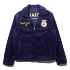 FFA コーデュロイ ワークジャケット ネイビー INDIANA COLOMBIA チェーン刺繍 ジップアップ TALONジップ