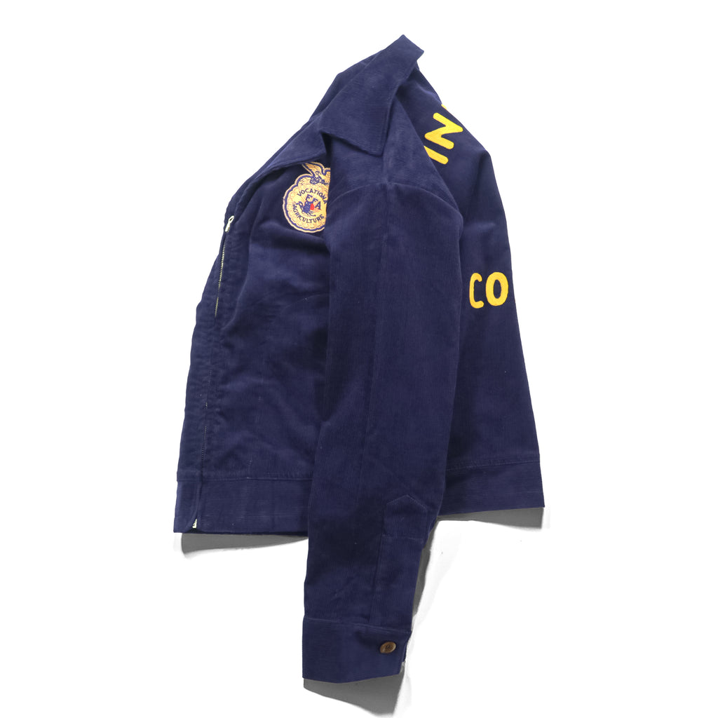 FFA コーデュロイ ワークジャケット ネイビー INDIANA COLOMBIA チェーン刺繍 ジップアップ TALONジップ