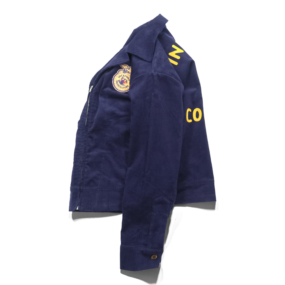 FFA コーデュロイ ワークジャケット ネイビー INDIANA COLOMBIA チェーン刺繍 ジップアップ TALONジップ