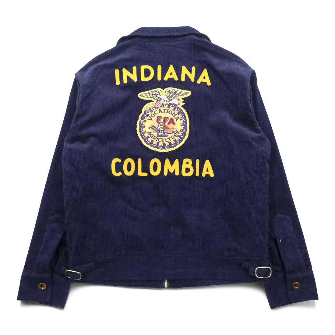 FFA コーデュロイ ワークジャケット ネイビー INDIANA COLOMBIA チェーン刺繍 ジップアップ TALONジップ
