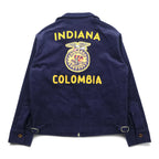 FFA コーデュロイ ワークジャケット ネイビー INDIANA COLOMBIA チェーン刺繍 ジップアップ TALONジップ