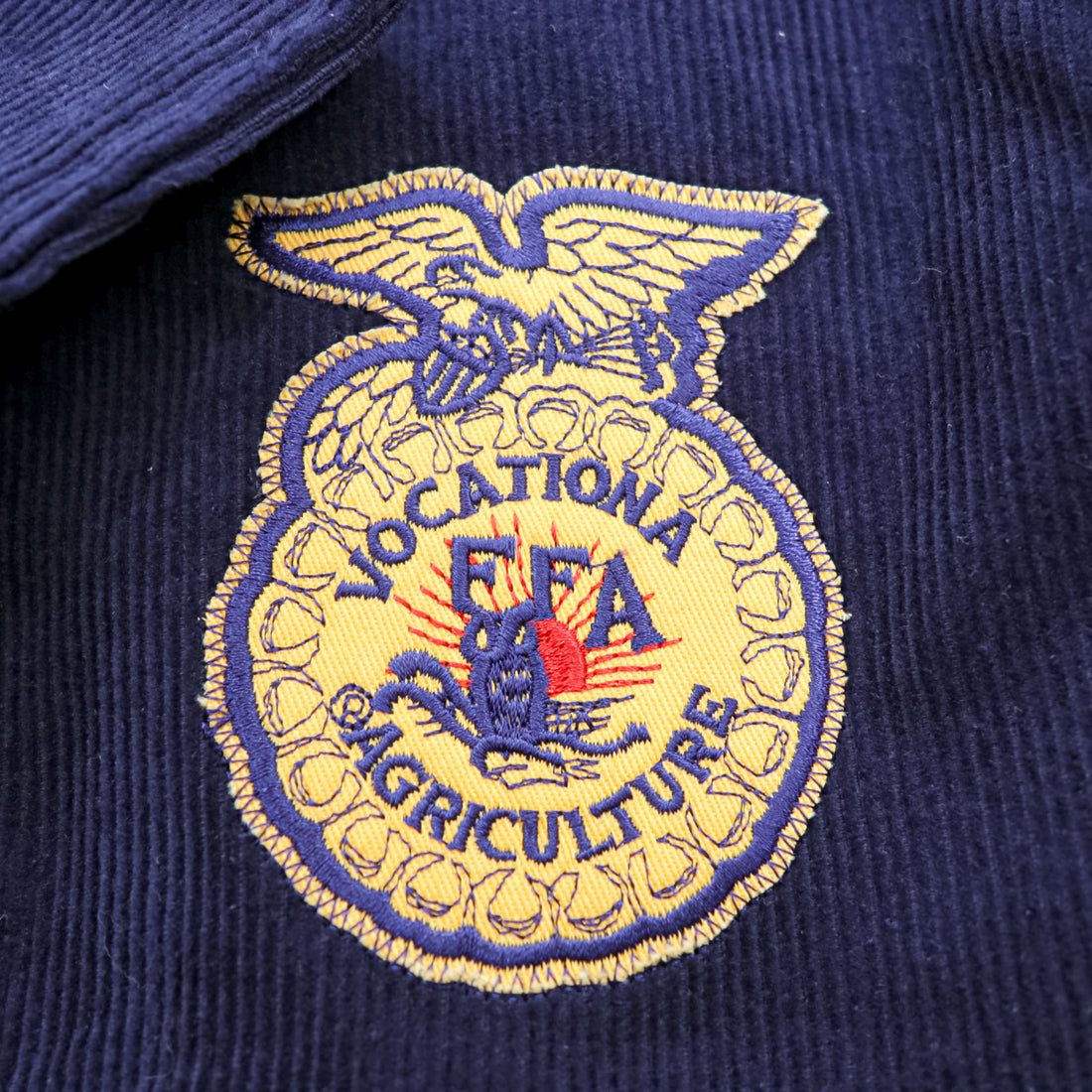 FFA コーデュロイ ワークジャケット ネイビー INDIANA COLOMBIA チェーン刺繍 ジップアップ TALONジップ