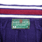 Lord Jeff 90年代 USA製 ヴィンテージ Vネック チルデン ニット セーター XL ネイビー ケーブル編み