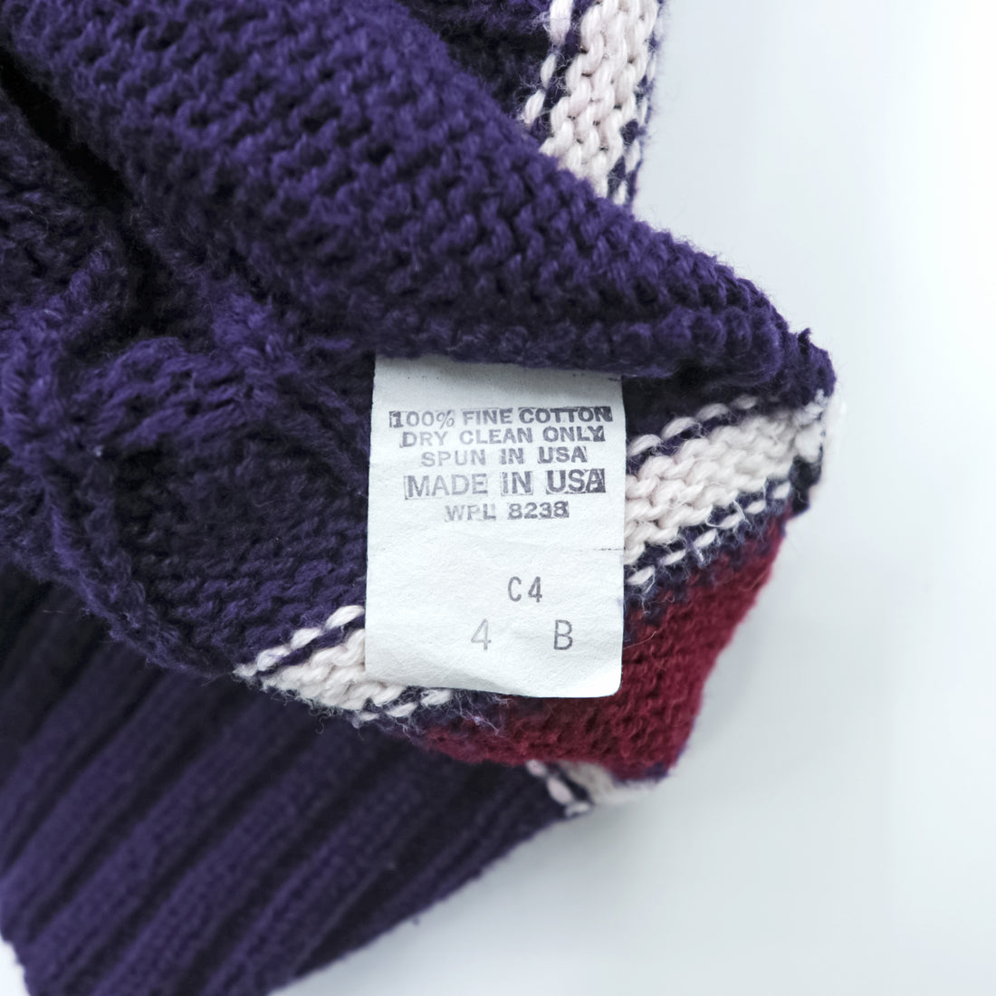 Lord Jeff 90年代 USA製 ヴィンテージ Vネック チルデン ニット セーター XL ネイビー ケーブル編み