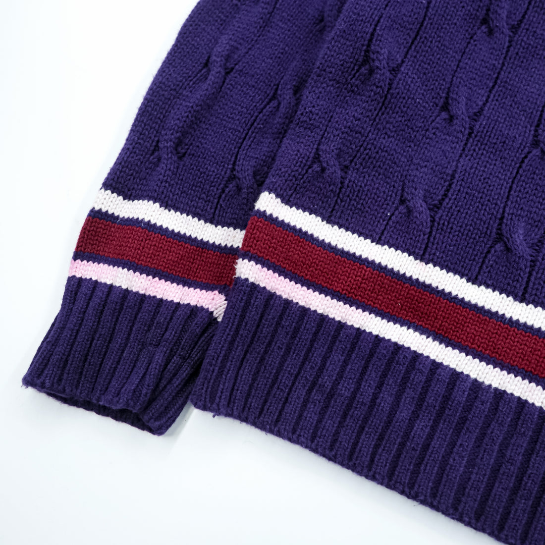 Lord Jeff 90年代 USA製 ヴィンテージ Vネック チルデン ニット セーター XL ネイビー ケーブル編み