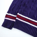 Lord Jeff 90年代 USA製 ヴィンテージ Vネック チルデン ニット セーター XL ネイビー ケーブル編み