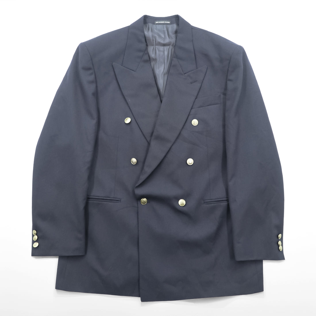80s Vintage CRICKETEER カナダ製 ダブルジャケット ブレザー XL ネイビー ピークドラペル 金ボタン 紺ブレ テーラード 80年代