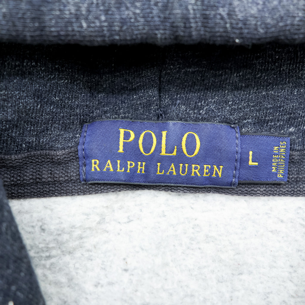 Polo Ralph Lauren Zip-Up Hoodie L Gray Front Pockets TALON Zipper Small Pony Embroidery