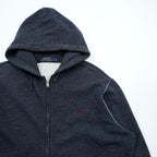 Polo Ralph Lauren Zip-Up Hoodie L Gray Front Pockets TALON Zipper Small Pony Embroidery