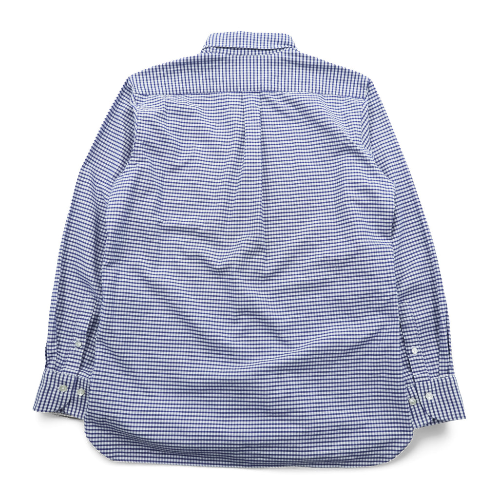 Mr. BATHING APE Gingham Check Button Down Shirt Blue White Camo Yoke Made in Japan BAPE Size 16 L