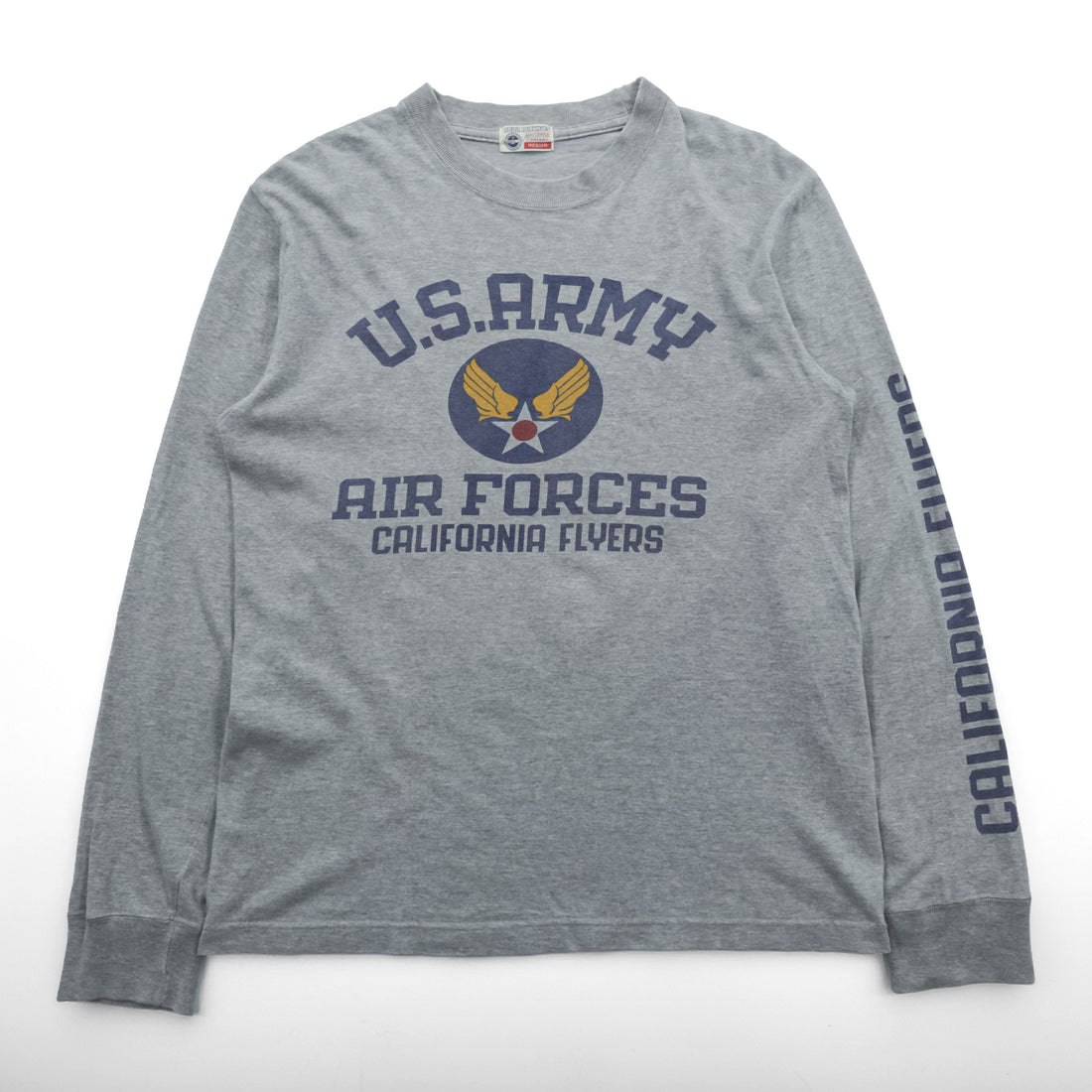BUZZ RICKSON'S ロンT 長袖Tシャツ M グレー 東洋エンタープライズ 袖ロゴ U.S.ARMY AIR FORCES 日本製