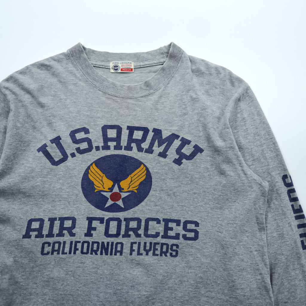 BUZZ RICKSON'S ロンT 長袖Tシャツ M グレー 東洋エンタープライズ 袖ロゴ U.S.ARMY AIR FORCES 日本製