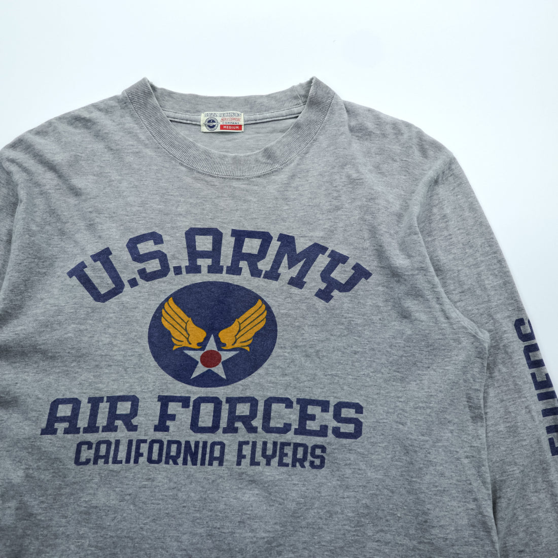 BUZZ RICKSON'S ロンT 長袖Tシャツ M グレー 東洋エンタープライズ 袖ロゴ U.S.ARMY AIR FORCES 日本製