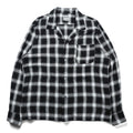 HOUSTON Ombre Check Open Collar Shirt L Black Rayon Chest Pocket Open Collar Boxy 41005