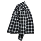 HOUSTON Ombre Check Open Collar Shirt L Black Rayon Chest Pocket Open Collar Boxy 41005