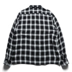 HOUSTON Ombre Check Open Collar Shirt L Black Rayon Chest Pocket Open Collar Boxy 41005