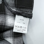 HOUSTON Ombre Check Open Collar Shirt L Black Rayon Chest Pocket Open Collar Boxy 41005