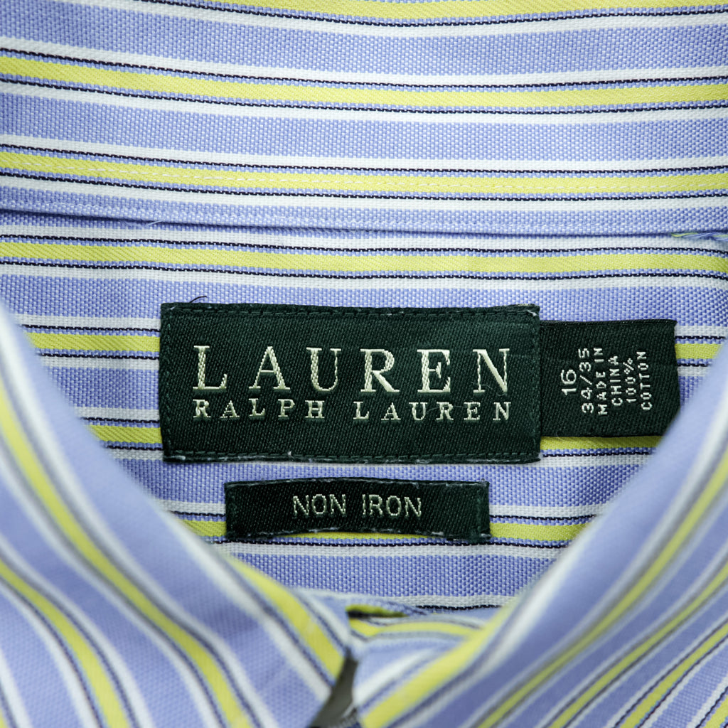 Lauren Ralph Lauren Non Iron Striped Shirt Button Down Mens Size 16 34/35 Multi Color L-XL