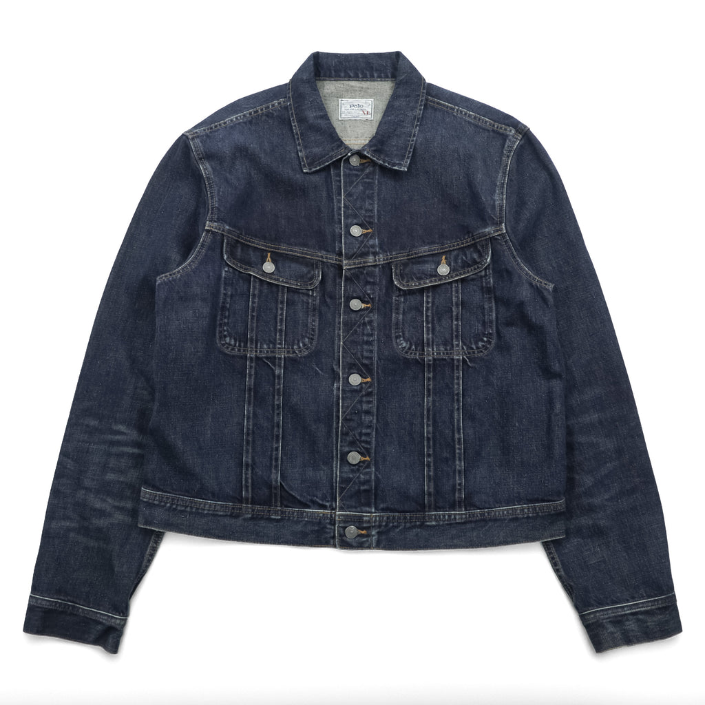 Polo Ralph Lauren デニムジャケット 短丈 Gジャン XL インディゴ レザーパッチ