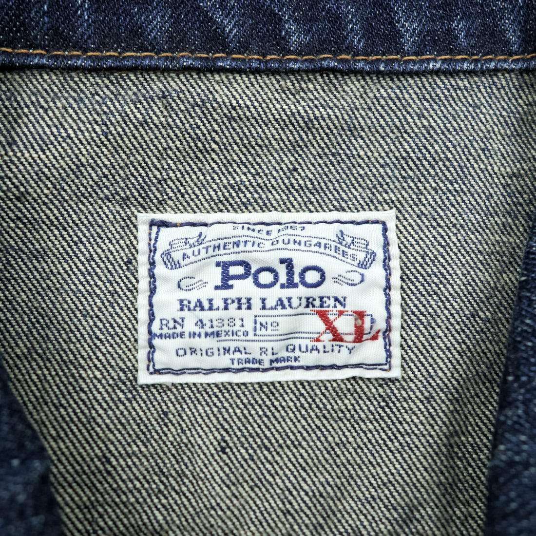 Polo Ralph Lauren デニムジャケット 短丈 Gジャン XL インディゴ レザーパッチ