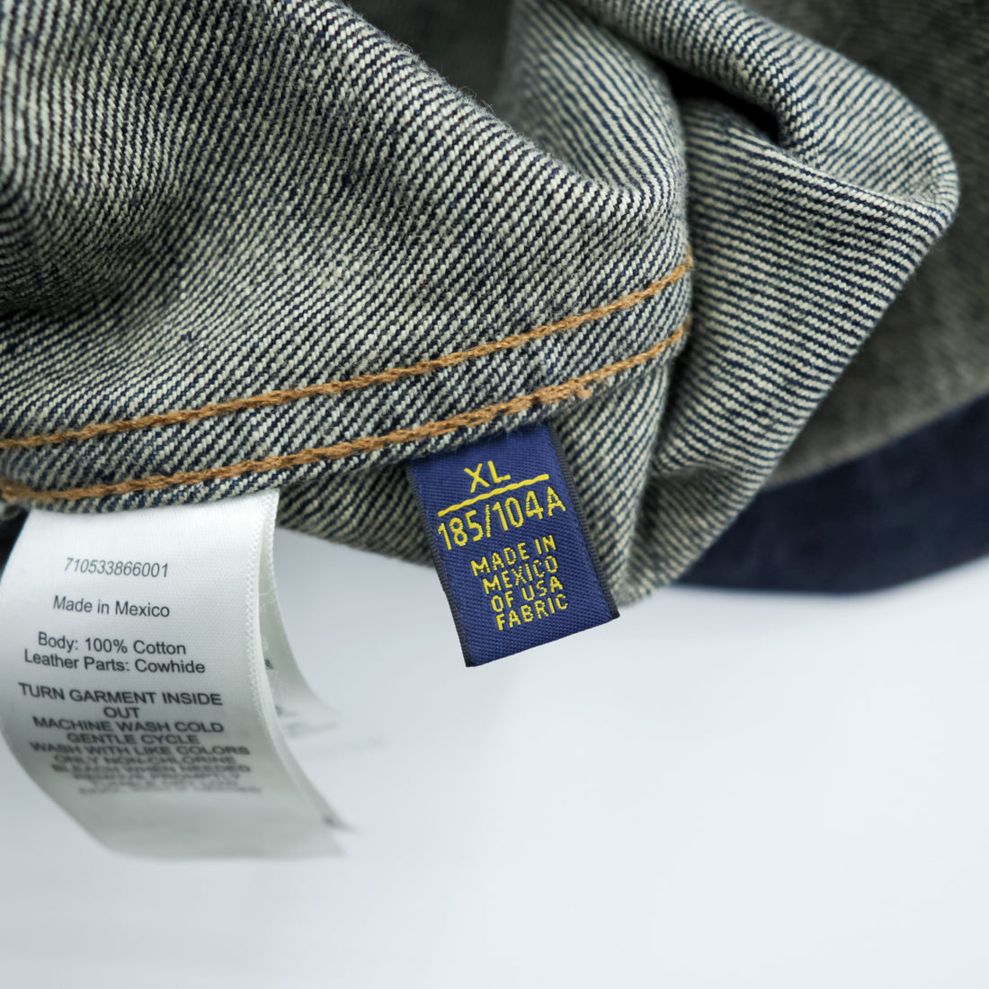 Polo Ralph Lauren デニムジャケット 短丈 Gジャン XL インディゴ レザーパッチ