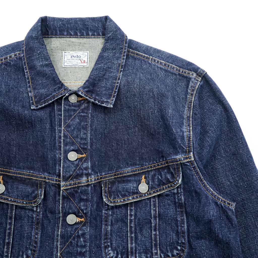Polo Ralph Lauren デニムジャケット 短丈 Gジャン XL インディゴ レザーパッチ