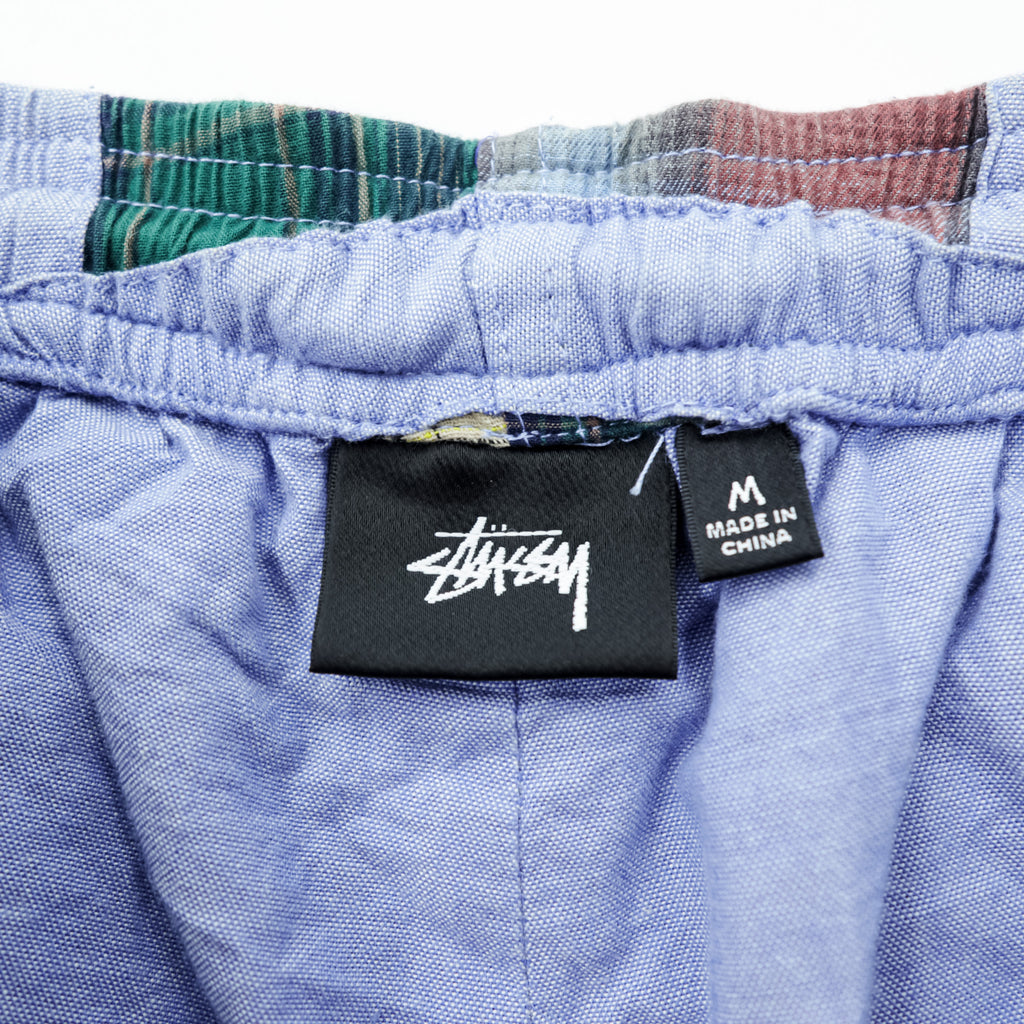 STUSSY パッチワーク イージーパンツ M ブルー マルチカラー マドラスチェック
