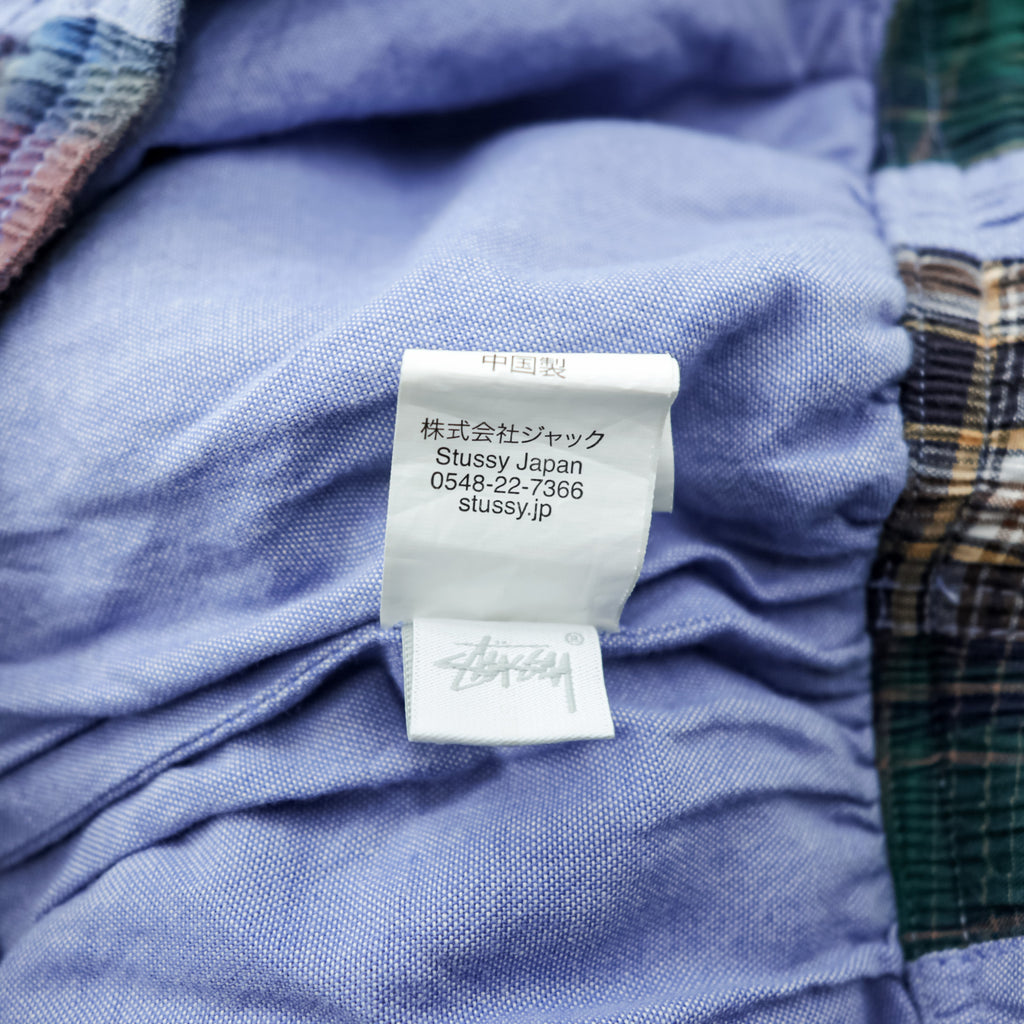 STUSSY パッチワーク イージーパンツ M ブルー マルチカラー マドラスチェック