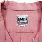 HOUSTON Japan Souvenir Shirt Rayon Pink Dragon Tiger Hawk Fuji Embroidery Men's L 40999