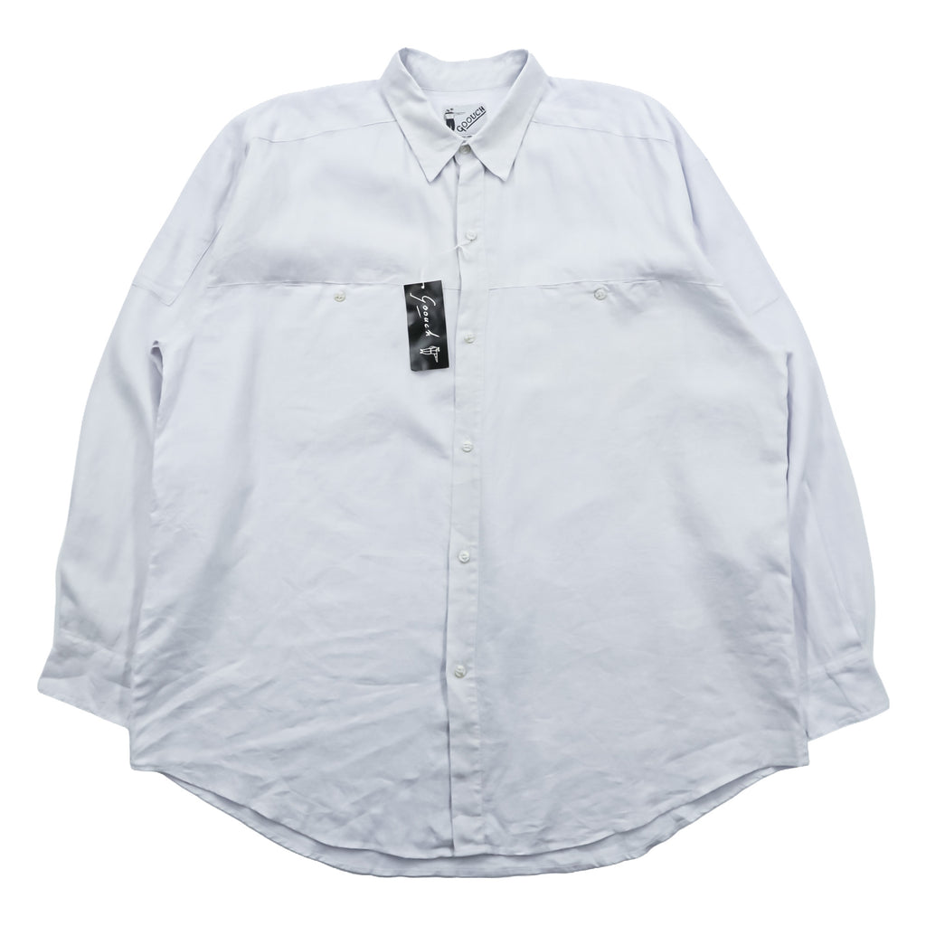 GOOUCH 90s Linen Shirt XL White Chest Pocket Big Size 100% Linen Deadstock Unused