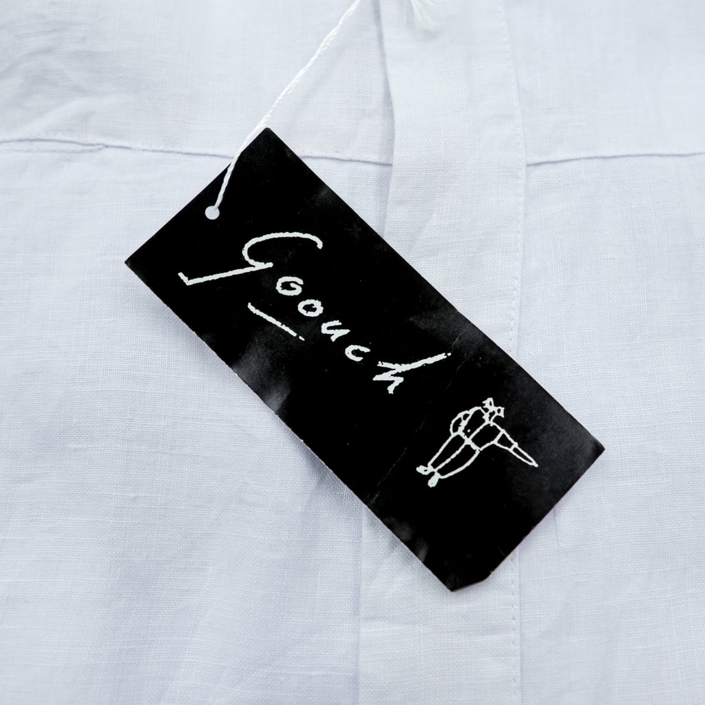 GOOUCH 90s Linen Shirt XL White Chest Pocket Big Size 100% Linen Deadstock Unused